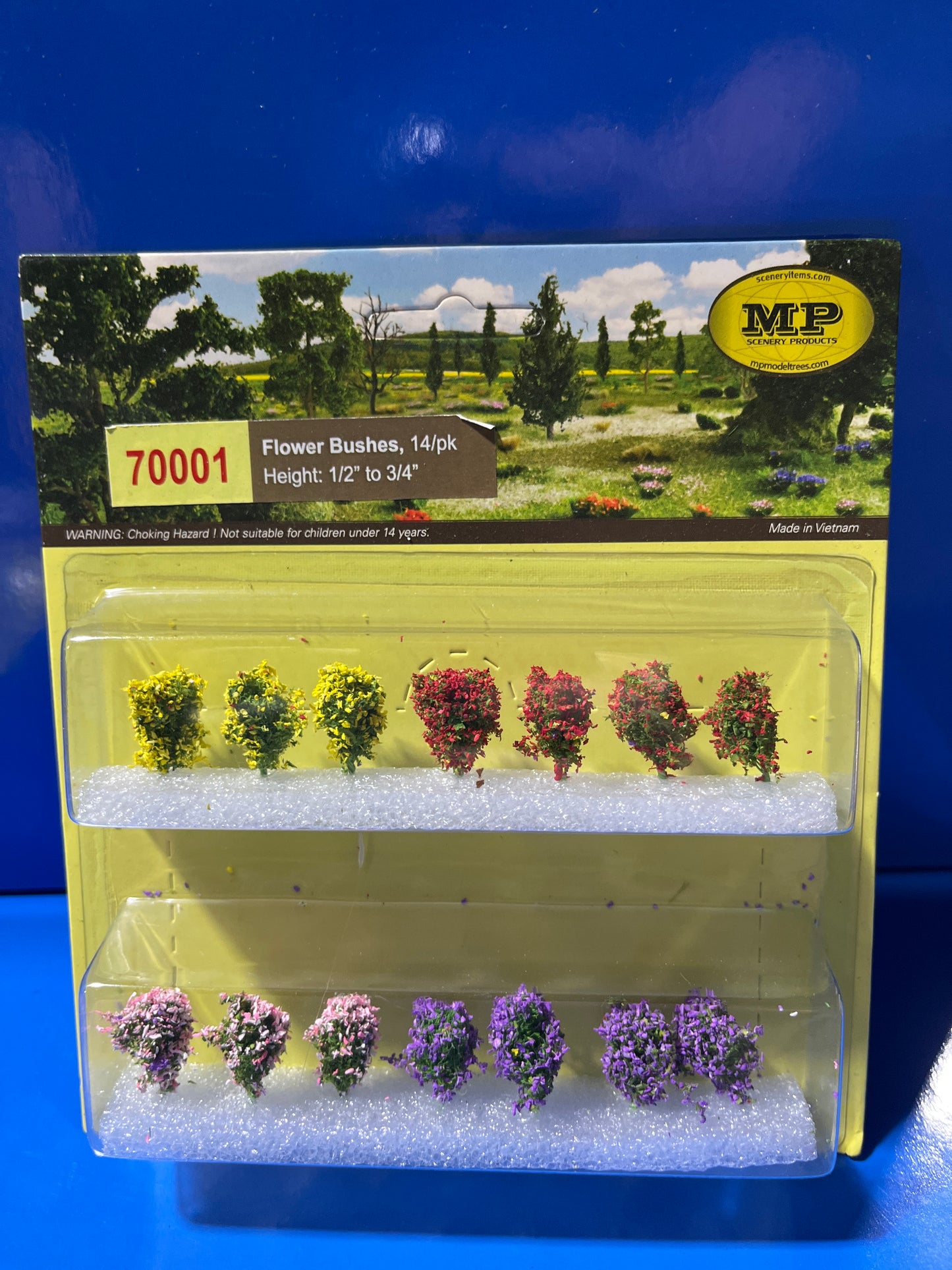 MP Scenery - Flower Bushes (Red-Pink-Yellow-Purple) HO 14/pk