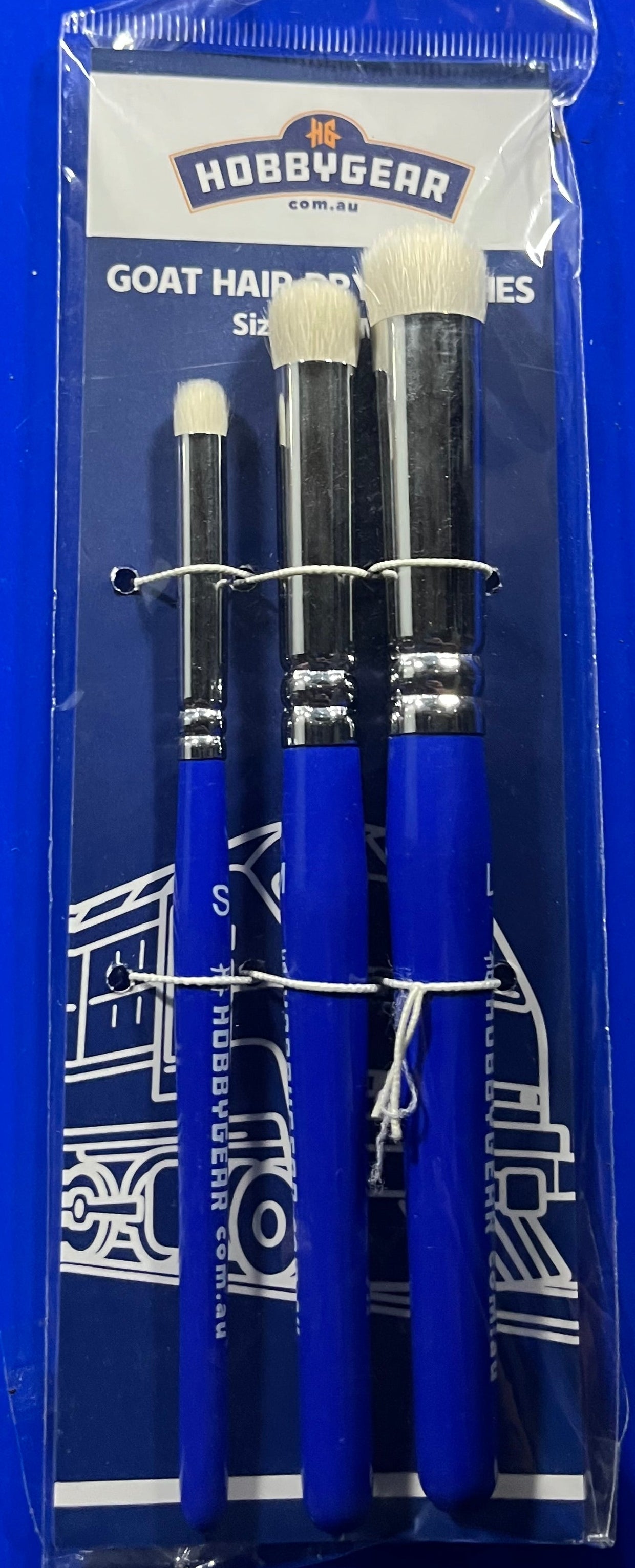 HobbyGear Paint Brush Set - Set 3 Goat Hair Dry Brushes