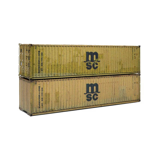 N Scale Shipping Container Set - MSC - Pre Weathered - Pre Order