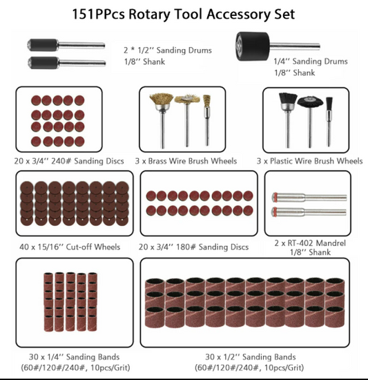 Rotary Tool Accessories - 151 piece