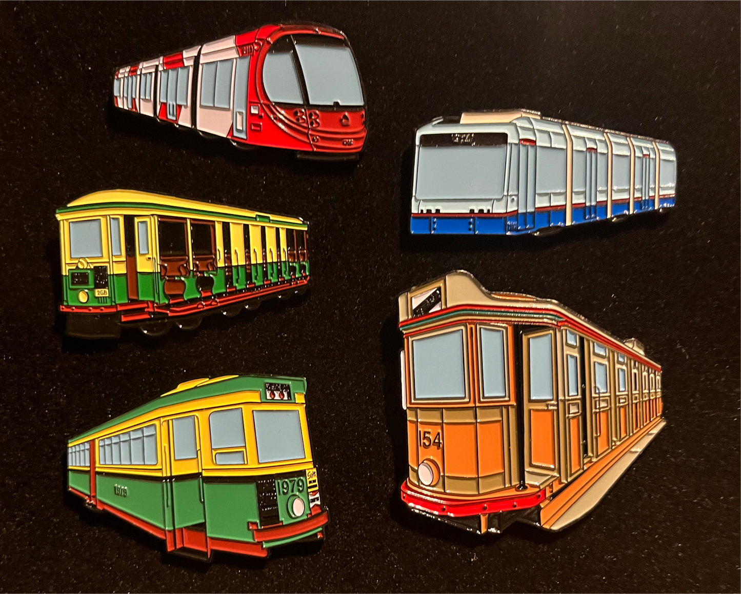 NSW Tram Badges - Series 1 - Set of 5
