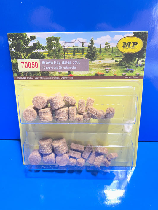 MP Scenery - Brown Hay Bales (10 round and 20 rectangular) HO 30/pk