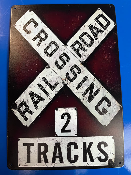 Railway Crossing 2 Tracks metal sign