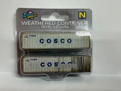N Scale Shipping Container Set - COSCO - Pre Weathered - Pre Order