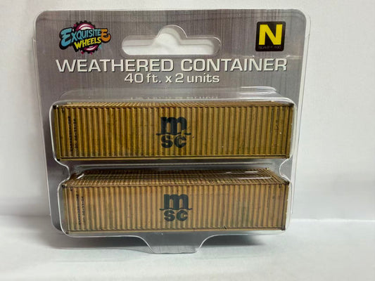 N Scale Shipping Container Set - MSC - Pre Weathered - Pre Order