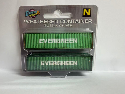 N Scale Shipping Container Set - Evergreen - Pre Weathered - Pre Order