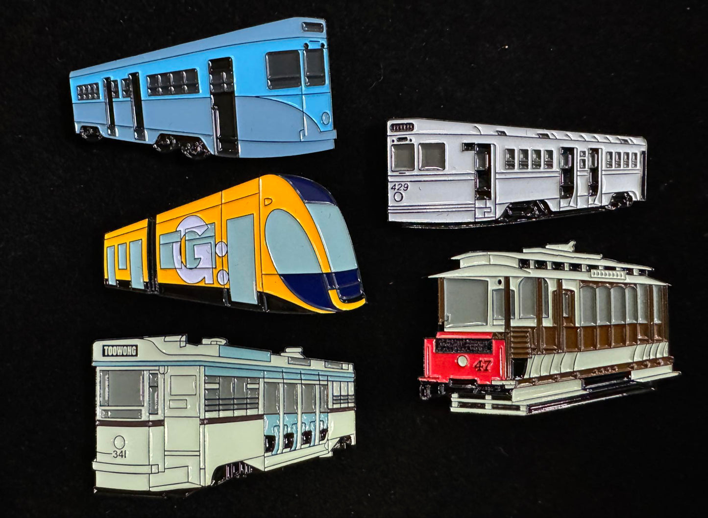 Queensland Tram Badges - Series 1 - Set of 5