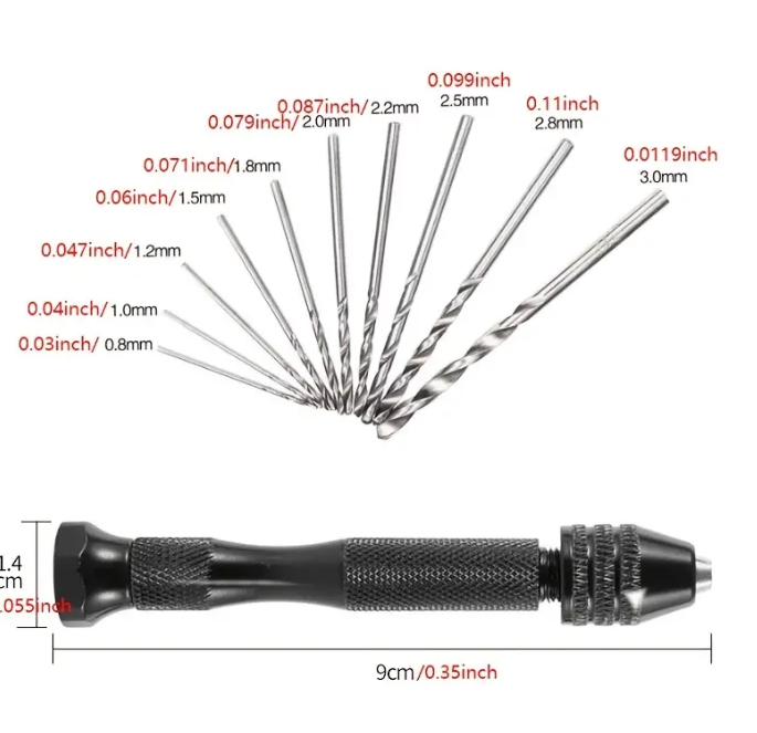 Hand Drill / Pin Vice with Bits