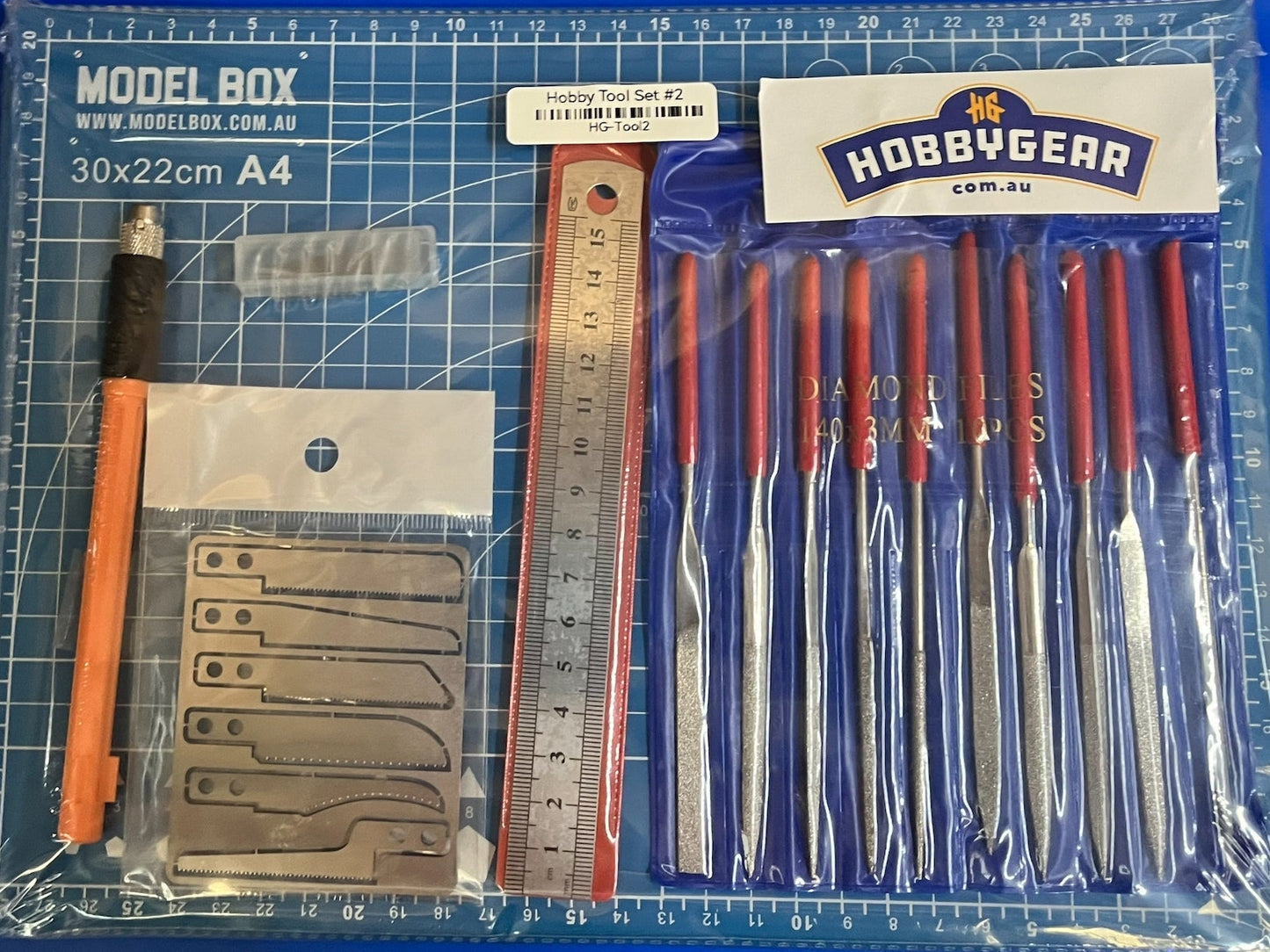 Hobby Tool Set #2- Razor Saws, Diamond Files, Scalpels, Steel Ruler & Cutting Mat