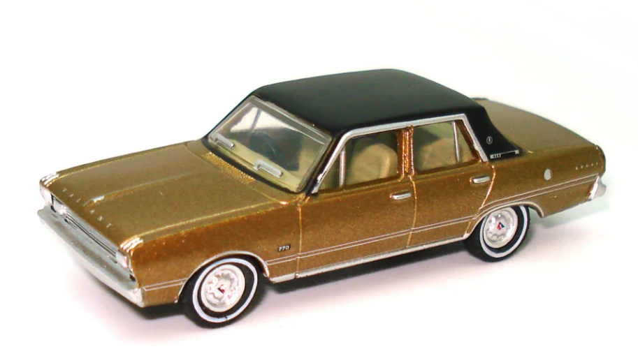 Road Ragers 1:87 1970 VG Valiant Regal – Citron Gold with Black Vinyl Roof